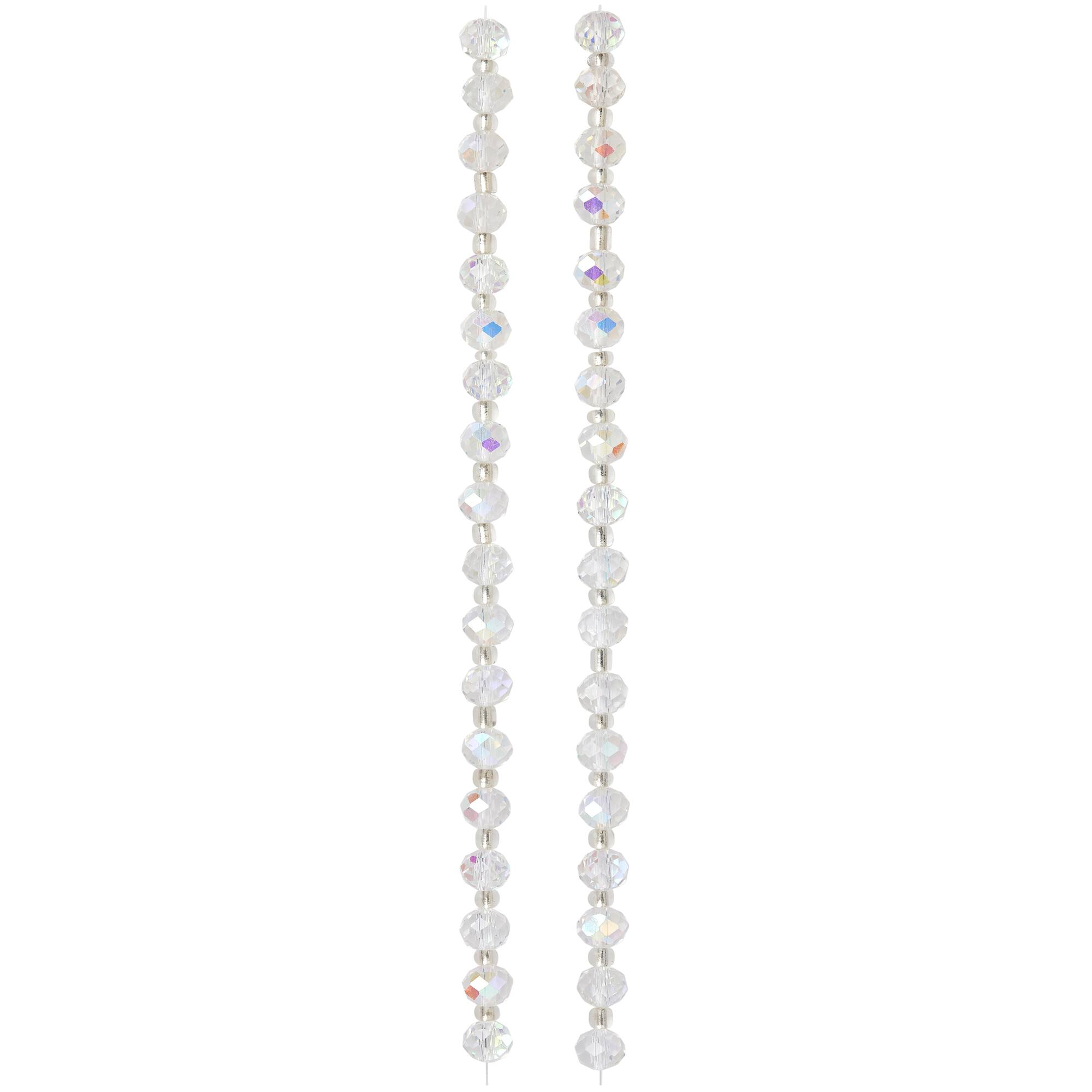 Crystal AB Faceted Glass Rondelle Beads, 8mm by Bead Landing™